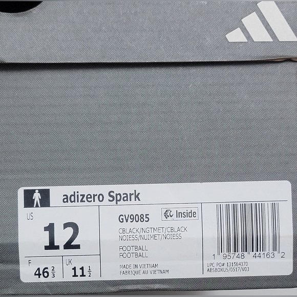 Adidas adizero Spark Black Gray Football Cleats GV9085 Men\'s Size 12 New main image 10